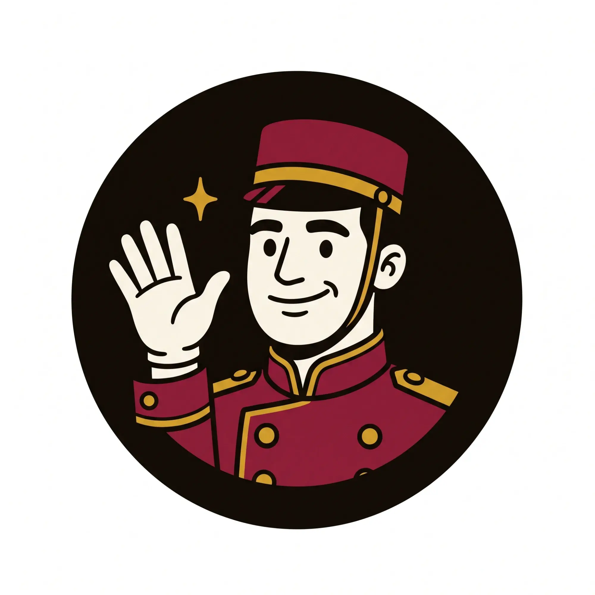 Salvo, the Unasystems concierge assistant — a smiling bellhop emblem